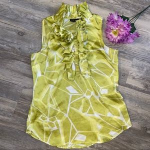 New York and Co Lime Green Ruffle Tank Blouse